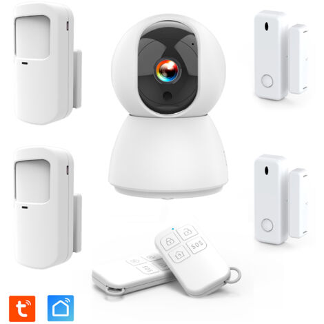 Kit d’Alarme intérieure connecté – Etendu – Évolutif avec Caméra IP PT 4MP avec Sirène intégrée 90 dB