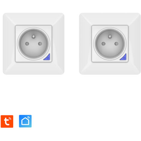 Lot de 2 Prises intérieures encastrées 3000W connectées Wifi + Suivi de consommation + Compatible assistants vocaux (1/5)