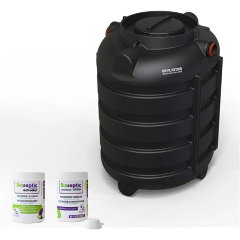 KIT complet Fosse Septique Ronde 1O00 Litres Renforts Circulaires DS Eau Pour 3 personnes avec produits activateurs et d'entretien.