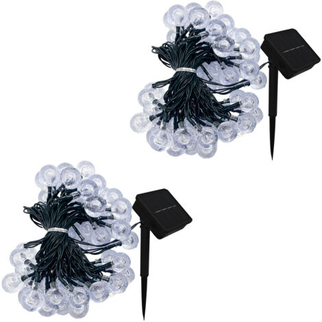 Lot de 2 Guirlande Lumineuse Solaire 50 LED Blanc Chaud 3000K (1/4)