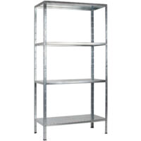 SCHULTE Regalwelt Rayonnage emboîtable avec 4 tablettes PowerMAX, charge utile 70 kg, 200x100x50 cm (HxLxP), galvanisé, rayonnage de stockage, rayonnage d’atelier, rayonnage de cave, rayonnage de gara