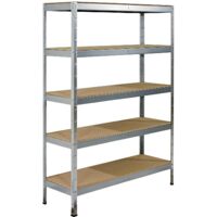 SCHULTE Regalwelt Rayonnage pour charges lourdes XL avec 5 étagères en bois, capacité de charge par niveau 150 kg, 180x130x45 cm (HxLxP), galvanisé, rayonnage de stockage, rayonnage de cave, rayonnage
