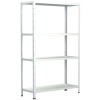 SCHULTE Regalwelt Rayonnage emboîtable avec 4 tablettes PowerMAX, charge utile 65 kg, 180x60x40 cm (HxLxP), blanc, rayonnage de stockage, rayonnage d’atelier, rayonnage de cave, rayonnage de garage, r