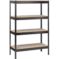 SCHULTE Regalwelt Rayonnage pour charges lourdes avec 4 étagères en bois, capacité de charge par niveau env. 90 kg, 180x100x35 cm (HxLxP), noir structuré, rayonnage de stockage, rayonnage de cave, ray