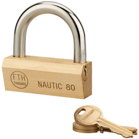 Cadenas à clé Nautic UNIKEY (achetez-en plusieurs, ouvrez avec la même clé), 80mm, 3 clés - THIRARD