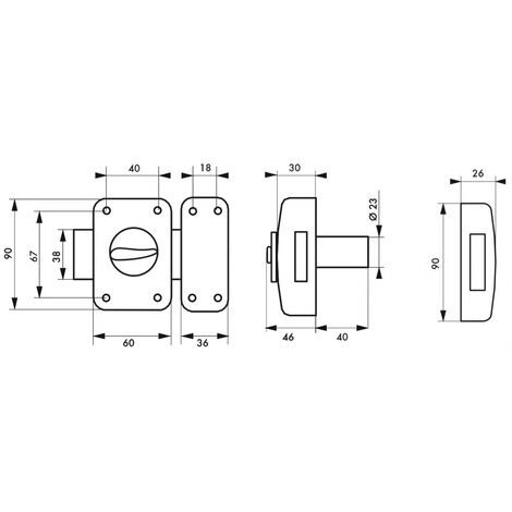 Verrou de securite Vachette Cyclop à bouton pour porte 43 a 48 mm Cylindre 50 mm