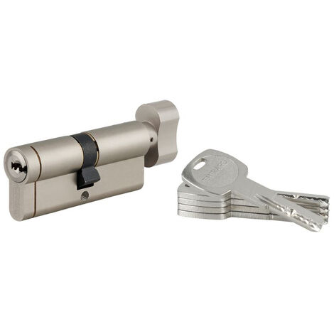 Thirard – Cylindre de serrure à bouton 40B x 40mm – 6 goupilles – 5 clés – Niveau de sécurité 8/10 – Clé protégée pour accès simplifié