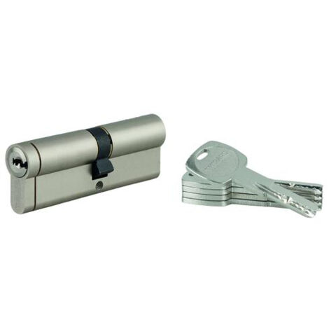 Thirard – Cylindre double entrée 45x55mm – 5 clés – Nickelé – Sécurité 8/10 – Profil européen – Système clé unique pour plusieurs cylindres