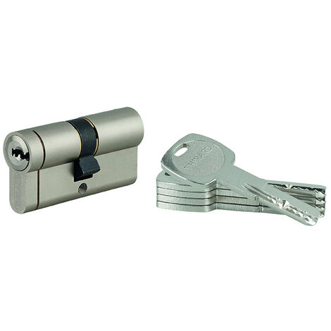 THIRARD - Cylindre double entrée Transit 1 UNIKEY (achetez-en plusieurs, ouvrez avec la même clé), 30x30mm, 5 clés, nickelé - THIRARD