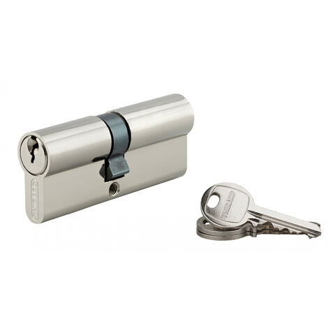 Cylindre de serrure double entrée SA UNIKEY (achetez-en plusieurs, ouvrez avec la même clé), 35x40mm, 3 clés, nickelé - THIRARD