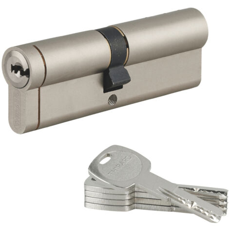 THIRARD - Cylindre double entrée Transit 1 UNIKEY (achetez-en plusieurs, ouvrez avec la même clé), 50x50mm, 5 clés, nickelé - THIRARD
