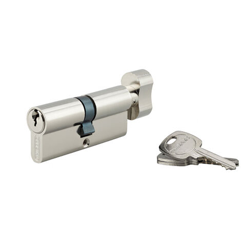 Cylindre de serrure à bouton STD, UNIKEY (achetez-en plusieurs, ouvrez avec la même clé),30Bx40mm, 3 clés, nickelé - THIRARD