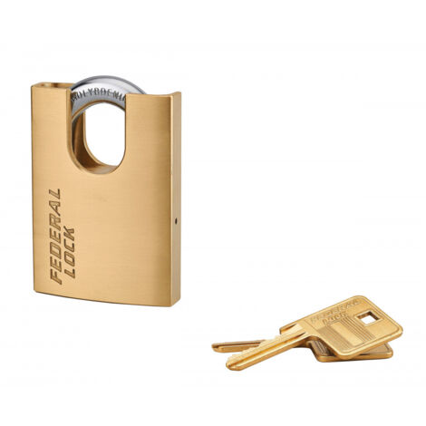 THIRARD - Cadenas à clé Fédéral Lock 530-P, laiton, chantier, anse protégée acier, 60mm, 2 clés - THIRARD