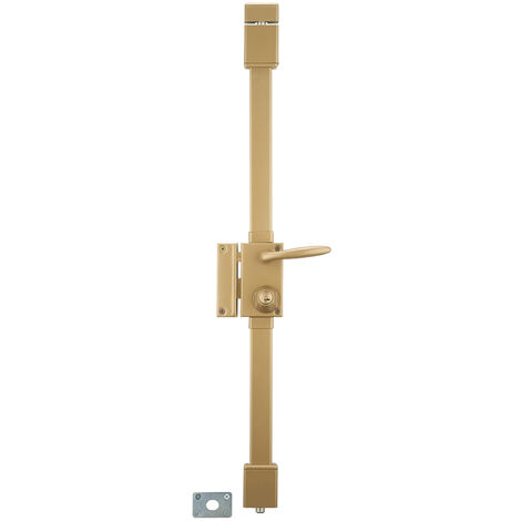 Serrure en applique Targa à fouillot pour porte d'entrée, gauche, 3 pts, Transit2 Ø23mm, axe 45mm, or, 4 clés - THIRARD