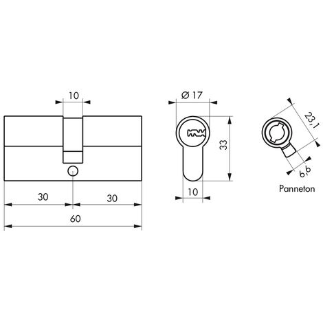 Lot de 2 cylindres Trafic 12, 30x30mm, nickel, anti-arrachement, anti-perçage, anti-casse, 10 clés
