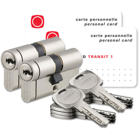 Thirard – Lot de 2 cylindres de serrure s'entrouvrants 30x30 mm – Nickelé – 10 clés – Protection renforcée pour usage intensif