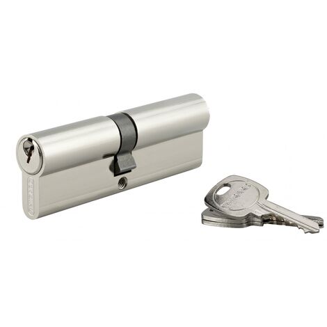 Thirard – Cylindre de serrure double entrée 45x50mm – Protection anti-arrachement – 3 clés – Laiton nickelé – 5 goupilles pour sécurité renforcée