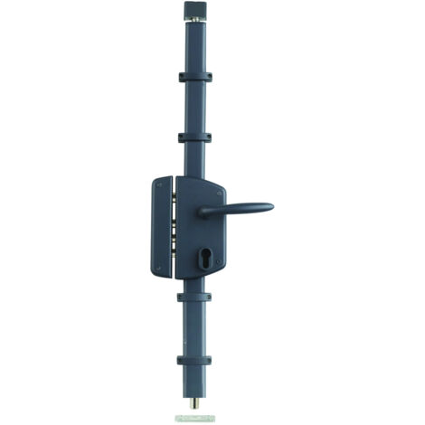 Thirard – Serrure multipoint en applique 3 points – Côté gauche – Axe 50mm – Acier anthracite – Gâche équerre incluse – Poignée double pour fouillot