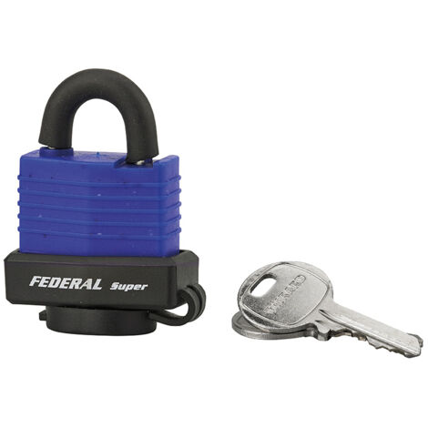 THIRARD - Cadenas à clé Fédéral Lock Sea Line Bleu, laiton,  extérieur, anse inox, 35mm, 2 clés - THIRARD
