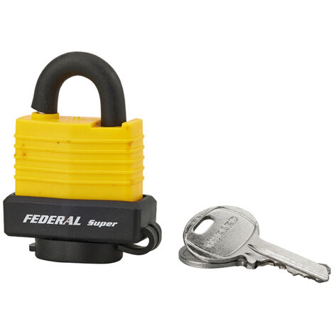 THIRARD - Cadenas à clé Fédéral Lock Sea Line Jaune, laiton, extérieur, anse inox, 35mm, 2 clés - THIRARD