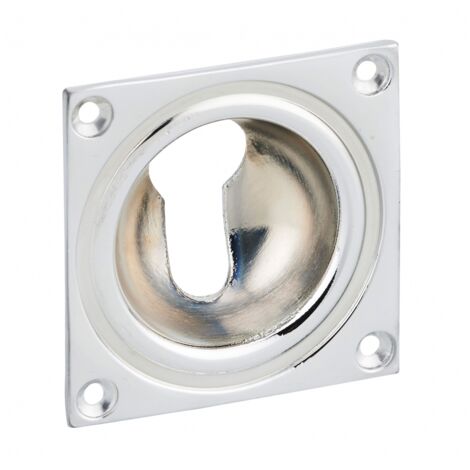 Thirard – Entrée à cuvette chromée 60x60mm – Compatible avec cylindres 3mm et 23mm – Finition élégante en laiton poli ou chromé (1/2)
