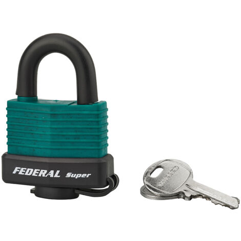 THIRARD - Cadenas à clé Fédéral Lock Sea Line Vert, laiton, extérieur, anse inox, 40mm, 2 clés - THIRARD