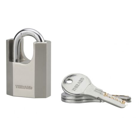 THIRARD - Cadenas à clé Octo-P, acier, chantier, anse protégée acier, 40mm, 3 clés - THIRARD (1/4)