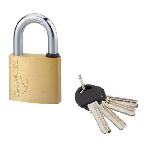 THIRARD - Cadenas à clé Reverso, laiton, extérieur, anse acier, 50mm, 4 clés - THIRARD (1/2)