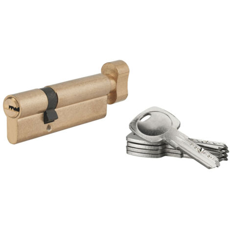 Cylindre de serrure à bouton 5G, 60Bx30mm, laiton, anti-arrachement, 5 clés - SP