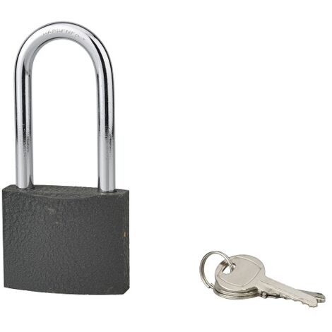 Cadenas ACERA gris à clé, base 60 mm, anse 1/2 haute 79 mm, anse acier cémenté, 3 clés - SP (1/2)