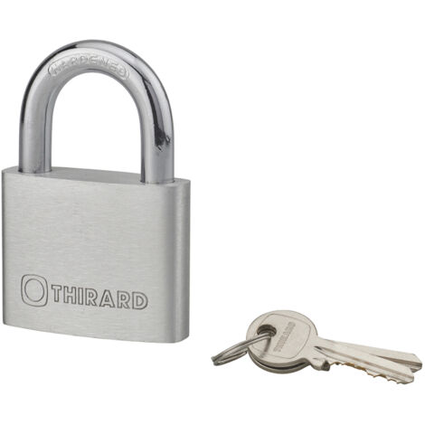 THIRARD - Cadenas à clé, extérieur, alu, 60mm, anse acier nickelé, 2 clés - THIRARD