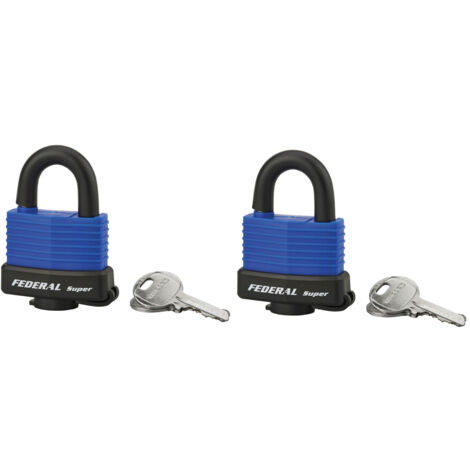 THIRARD - Lot de 2 cadenas à clé Fédéral Lock Sea Line, laiton, extérieur, anse inox, 40mm, 2 clés s'entrouvrant - THIRARD