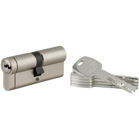 Thirard – Cylindre double entrée 40x40mm nickelé – 5 clés réversibles – Protection anti-arrachement et anti-perçage – 6 goupilles (1/3)