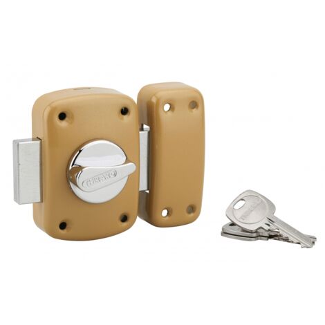 Thirard – Verrou à bouton Corvette pour porte d'entrée – Cylindre 35mm – Acier – 3 clés – Épaisseur de porte 30mm – Niveau de sécurité 6/10 – Finition époxy bronze