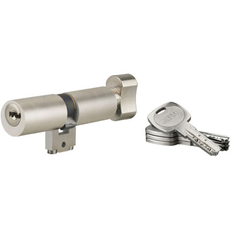 Thirard – Cylindre de serrure rond à bouton T2 BLCT – 38Bx38mm – Diamètre 22mm – 4 clés réversibles en laiton – Protection contre perçage et casse (1/2)