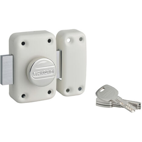THIRARD - Verrou à bouton Transit 2 pour porte d'entrée, cylindre 40mm, 4 clés, époxy blanc - THIRARD (1/5)