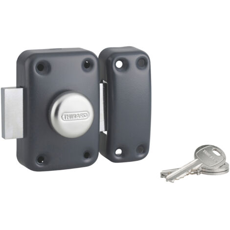 Thirard – Verrou à bouton Apache pour porte d'entrée – Cylindre 45mm en laiton – 3 clés crantées – Sécurité 8/10 – Acier époxy – Épaisseur de porte 36 à 40mm