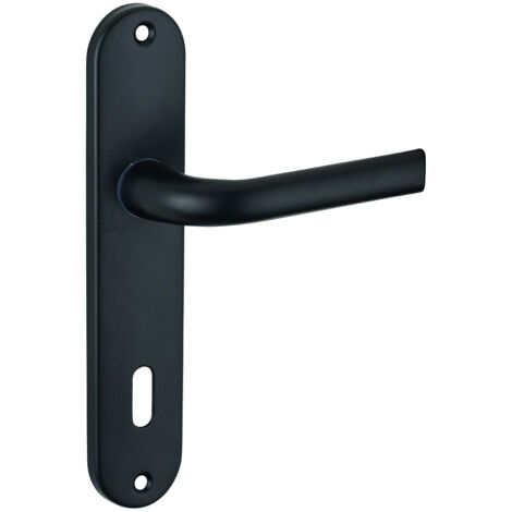 Thirard – Ensemble de poignées de porte intérieure Leto – Aluminium noir – Carré 7mm – Entr'axes 165mm – Trou de clé
