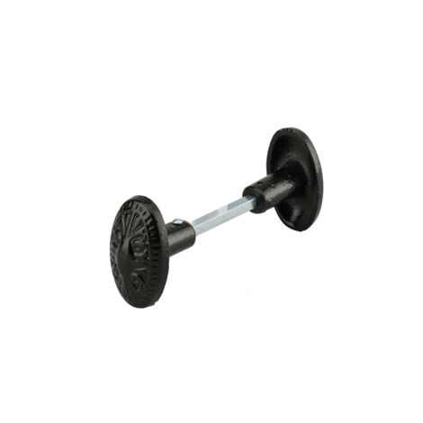 Thirard – Boutons ovoïdes pour porte d'entrée – Fonte peinte noire – Carré 6x90mm – Épaisseur de porte 60mm – Installation facile sur tous types de portes