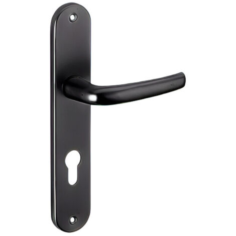 Thirard – Ensemble de poignées pour porte d'entrée Maia – Trou de cylindre – Carré 7mm – Entr'axes 195mm – Finition noir en aluminium embouti
