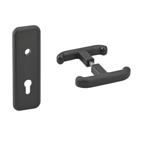Thirard – Ensemble de poignées et plaque de propreté pour porte de garage T – Acier noir – Verrouillage à 2 points – Installation facile