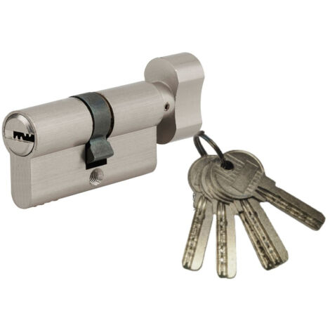 Cylindre de serrure à bouton Tiger 6, 40Bx30mm, nickel, anti-arrachement, anti-perçage, 5 clés - SP (1/2)