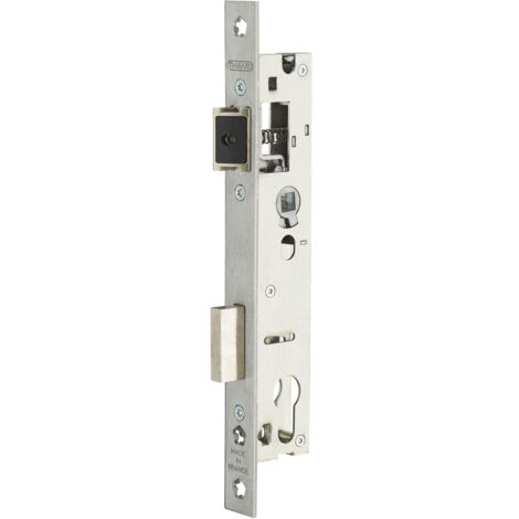 Thirard – Boitier de serrure encastrable à cylindre pour porte métallique – Axe 26mm – Entraxe 92mm – Bouts carrés en inox – Verrouillage efficace