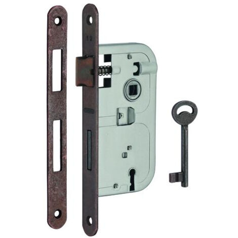 THIRARD - Serrure encastrable à clé pour porte de chambre, axe 50mm, bouts ronds, 1 clé, têtière bronze - THIRARD (1/5)