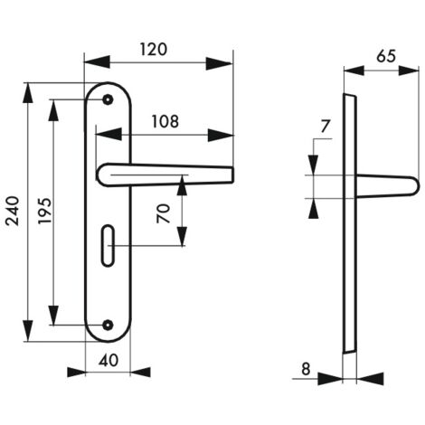 Thirard – Ensemble de poignées Vesta à condamnation – Aluminium nickelé satiné – Carré 7mm – Entr'axes 195mm pour salle de bain/toilette