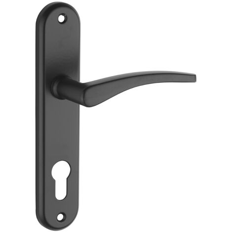 Thirard – Ensemble de poignées pour porte d'entrée Vesta – Trou de cylindre – Carré 7mm – Entr'axes 165mm – Aluminium noir