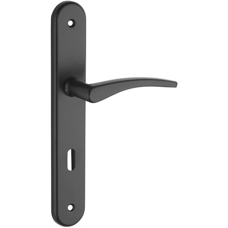 Thirard – Ensemble de poignées pour porte de chambre Vesta – Aluminium embouti noir – Carré 7mm – Entr'axes 195mm – Trou de clé (1/5)