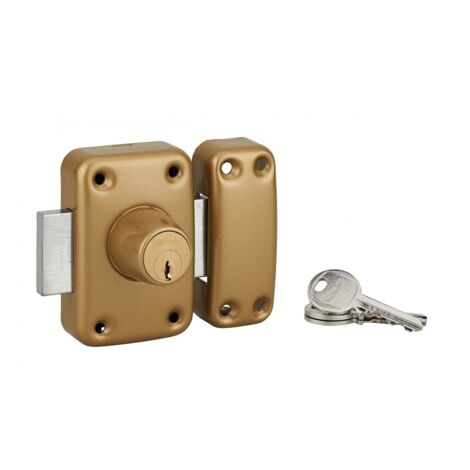 THIRARD - Verrou double entrée Apache pour porte d'entrée, cylindre 40mm, acier, 3 clés, époxy or - THIRARD