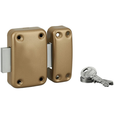 THIRARD - Verrou sans bouton Apache, pour porte de cave, cylindre 40mm, acier, 3 clés, époxy bronze - THIRARD (1/5)