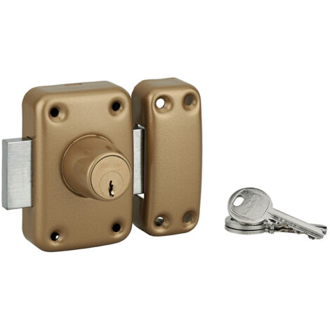 THIRARD - Verrou double entrée Apache pour porte d'entrée, cylindre 50mm, acier, 3 clés, époxy or - THIRARD